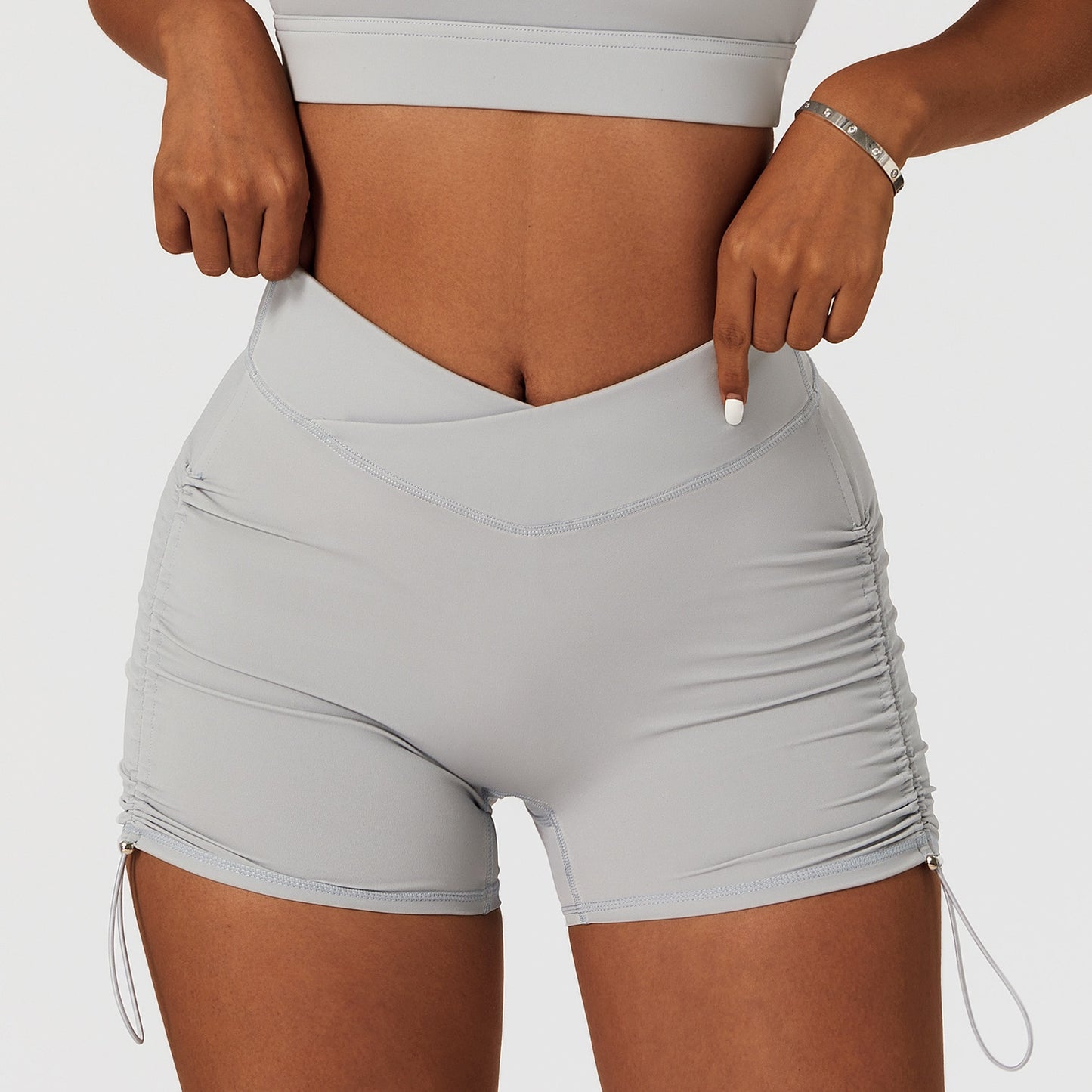 Amplify Scrunch Butt Lifting Shorts With V-Cross Waistband And Drawstring.