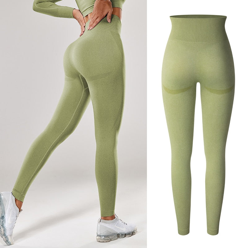 Women Seamless, Butt Lifting, High Waisted, Scrunch Leggings That's Excellent For Workout Activities.