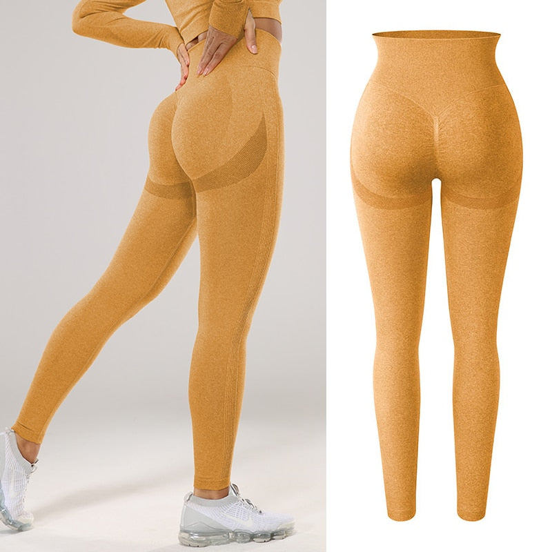 Women Seamless, Butt Lifting, High Waisted, Scrunch Leggings That's Excellent For Workout Activities.