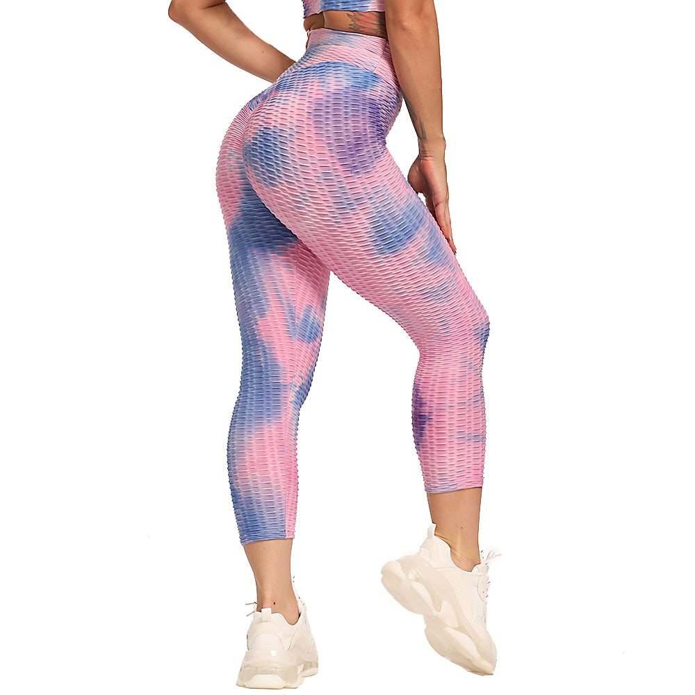 Abstract Print Scrunch Butt Tights And Shorts For Yoga, Gym Workout Sportswear.