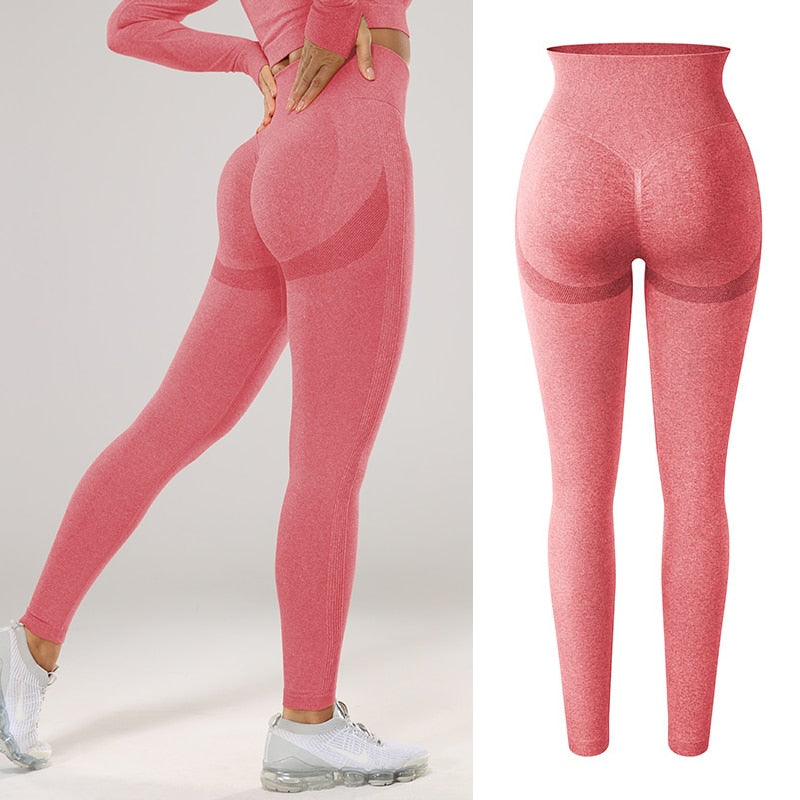 Women Seamless, Butt Lifting, High Waisted, Scrunch Leggings That's Excellent For Workout Activities.