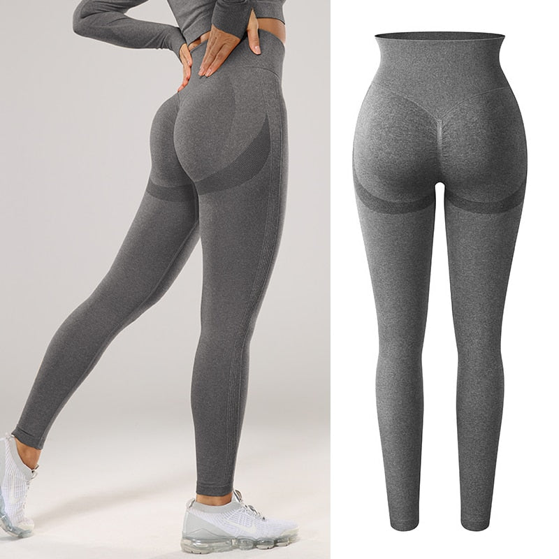 Women Seamless, Butt Lifting, High Waisted, Scrunch Leggings That's Excellent For Workout Activities.