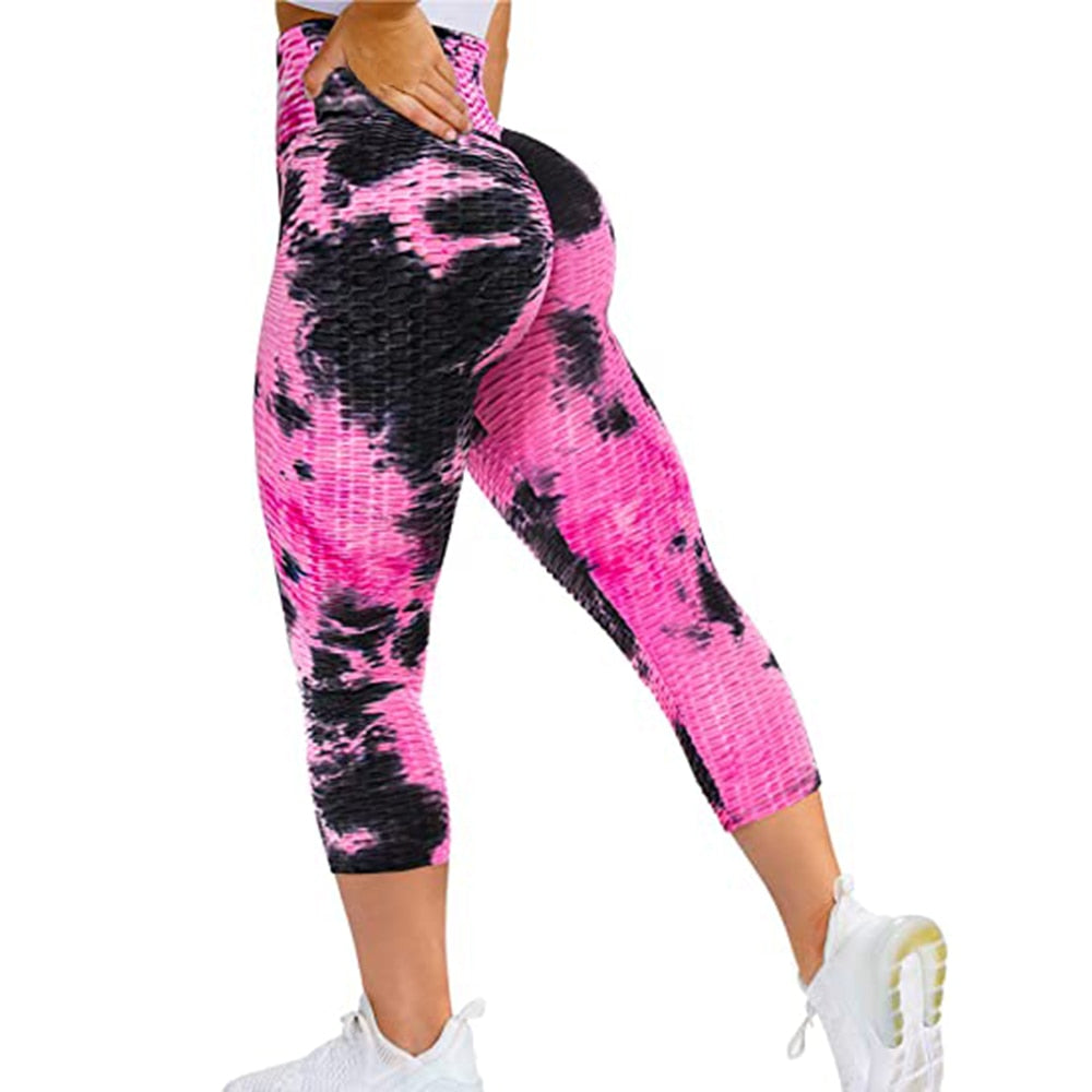 Abstract Print Scrunch Butt Tights And Shorts For Yoga, Gym Workout Sportswear.