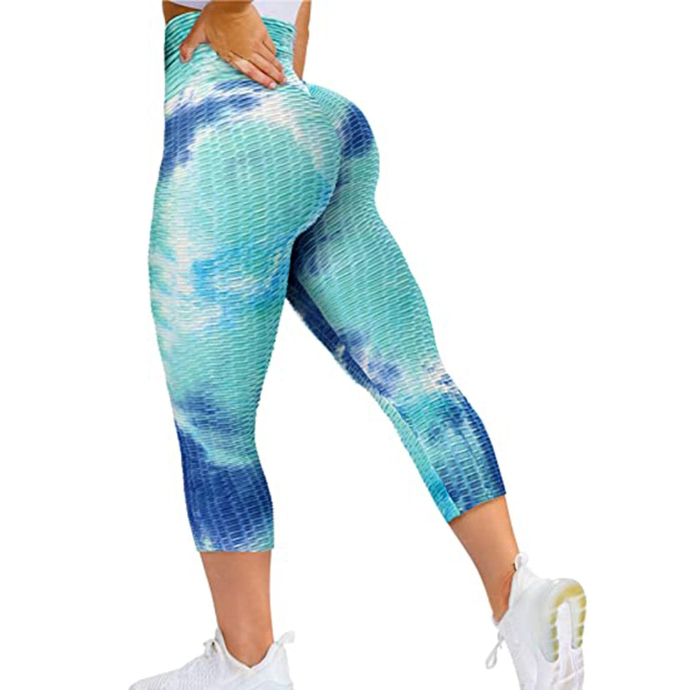 Abstract Print Scrunch Butt Tights And Shorts For Yoga, Gym Workout Sportswear.