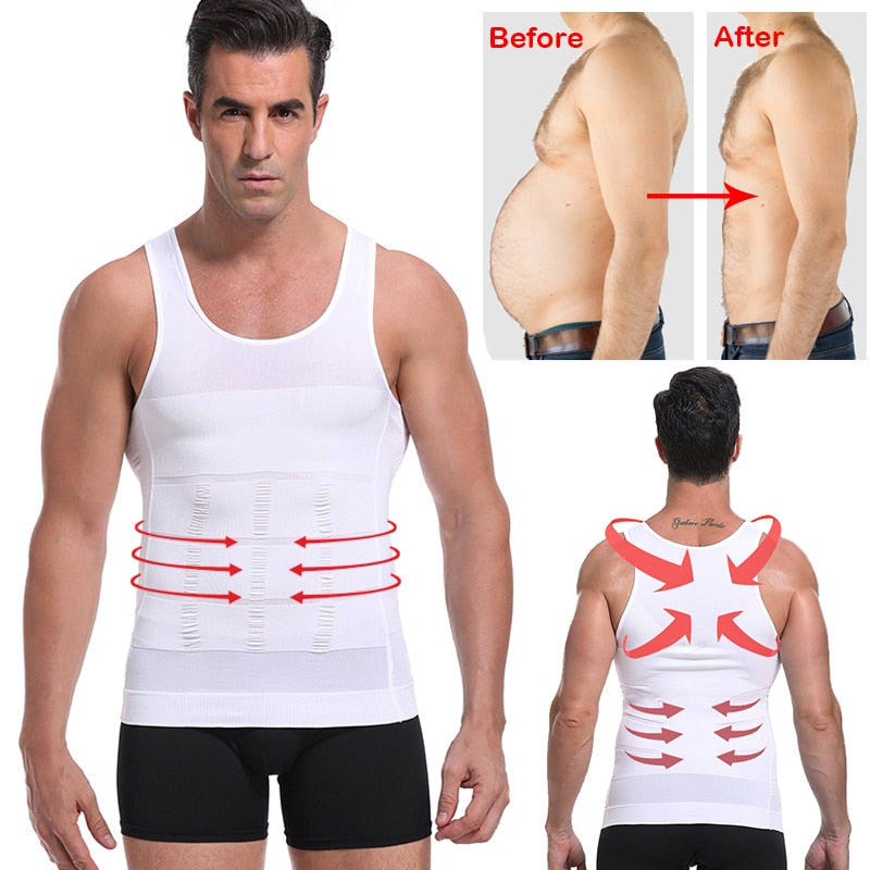 Men Slimming Body, Waist Trainer Vest With Tummy And Posture Control.