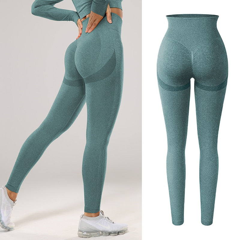 Women Seamless, Butt Lifting, High Waisted, Scrunch Leggings That's Excellent For Workout Activities.