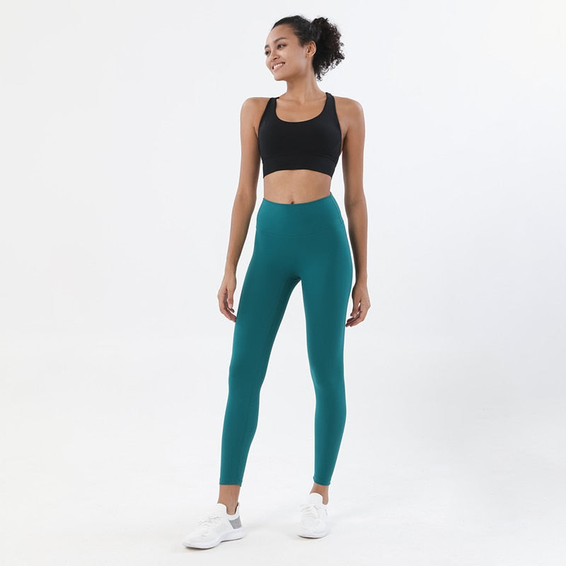 Women High Waisted 2 Piece Set Leggings And Sports Bra Top.