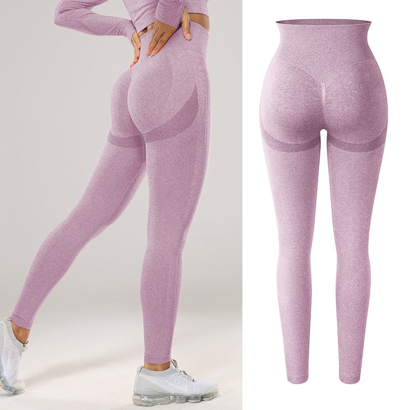 Women Seamless, Butt Lifting, High Waisted, Scrunch Leggings That's Excellent For Workout Activities.