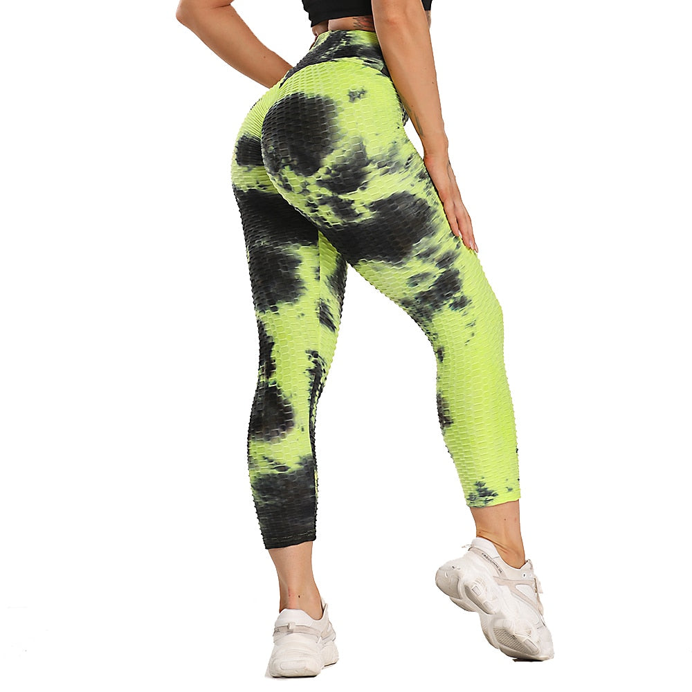 Abstract Print Scrunch Butt Tights And Shorts For Yoga, Gym Workout Sportswear.