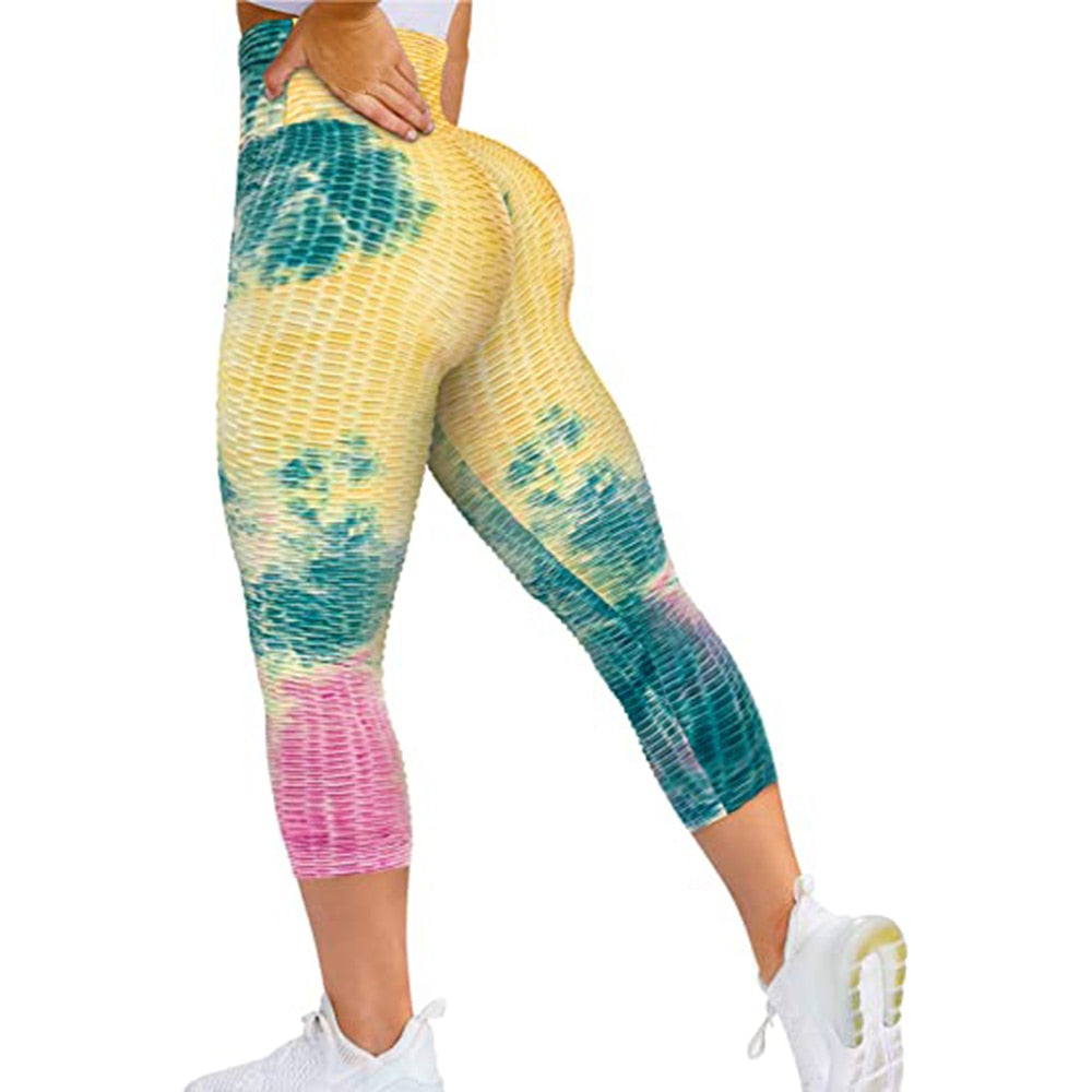 Abstract Print Scrunch Butt Tights And Shorts For Yoga, Gym Workout Sportswear.