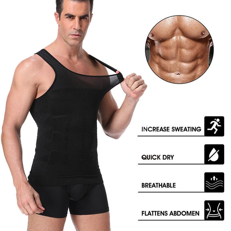 Men Slimming Body, Waist Trainer Vest With Tummy And Posture Control.