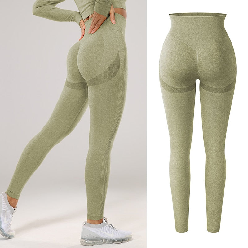 Women Seamless, Butt Lifting, High Waisted, Scrunch Leggings That's Excellent For Workout Activities.