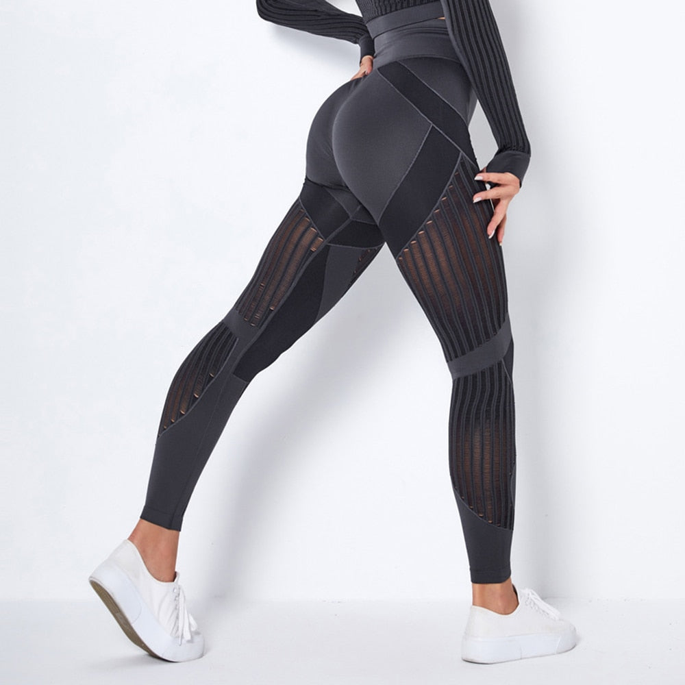 Women Seamless 2Pcs Long Sleeve Crop Top And Leggings