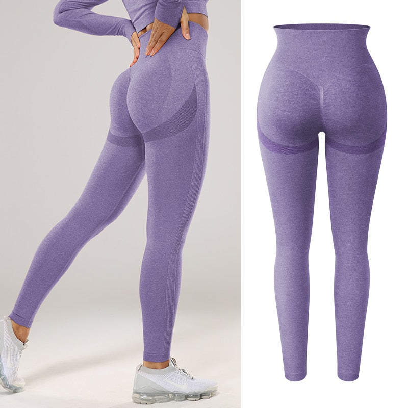 Women Seamless, Butt Lifting, High Waisted, Scrunch Leggings That's Excellent For Workout Activities.