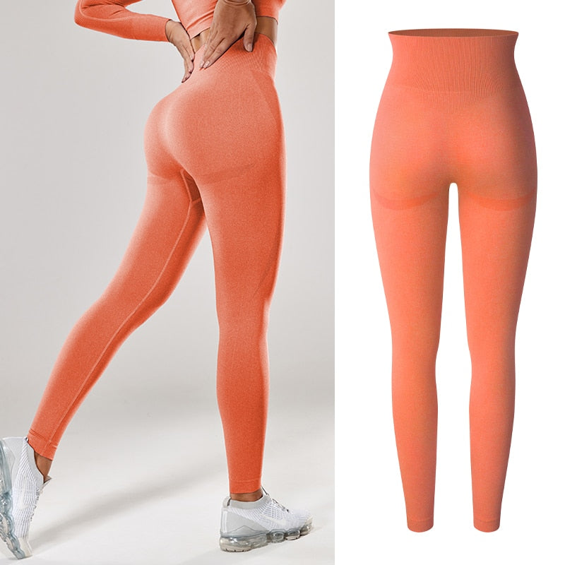 Women Seamless, Butt Lifting, High Waisted, Scrunch Leggings That's Excellent For Workout Activities.