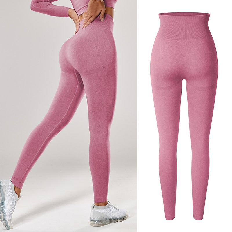 Women Seamless, Butt Lifting, High Waisted, Scrunch Leggings That's Excellent For Workout Activities.