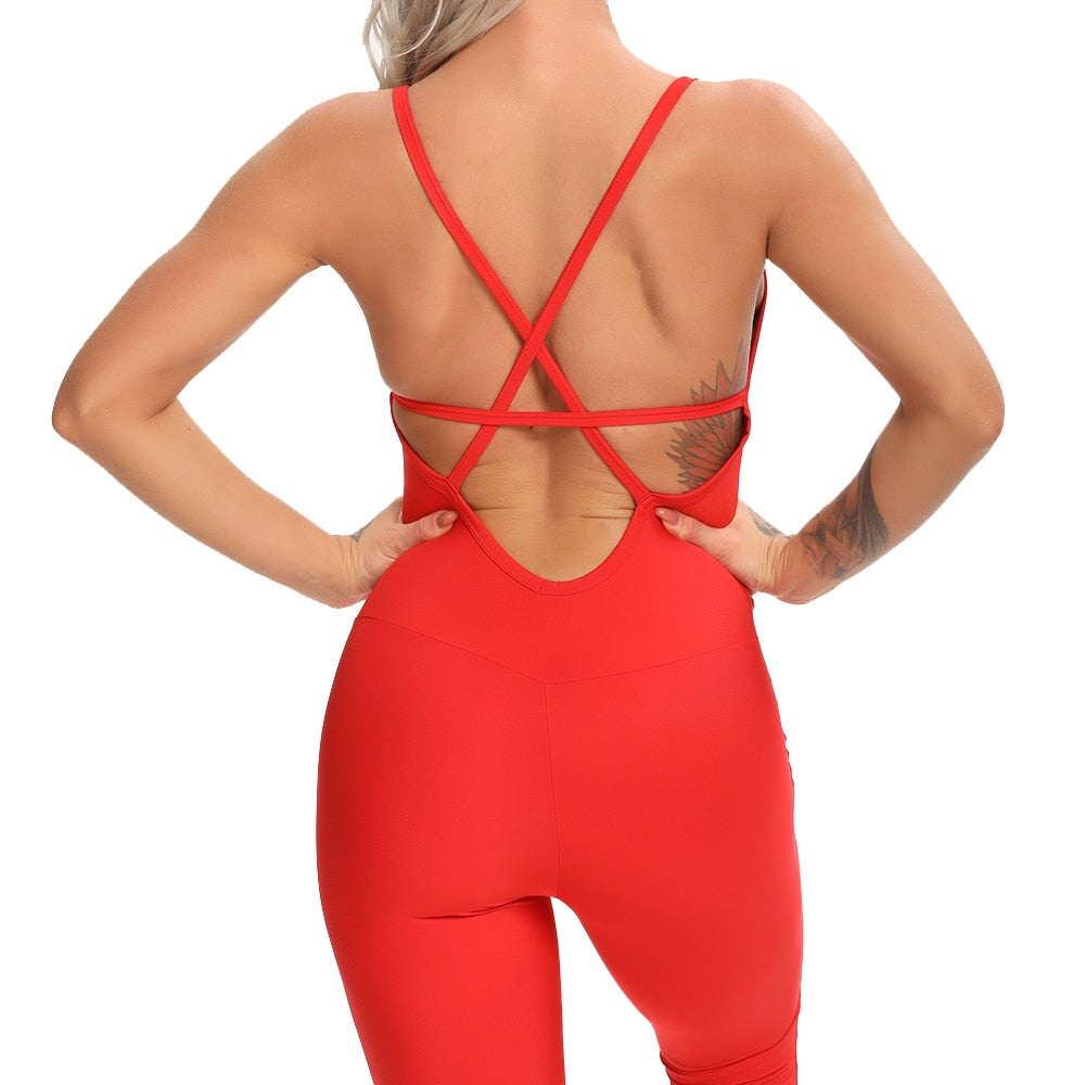 Women Seamless, Fitted, Jumpsuit With Spaghetti Strap.