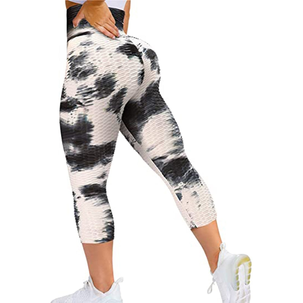 Abstract Print Scrunch Butt Tights And Shorts For Yoga, Gym Workout Sportswear.