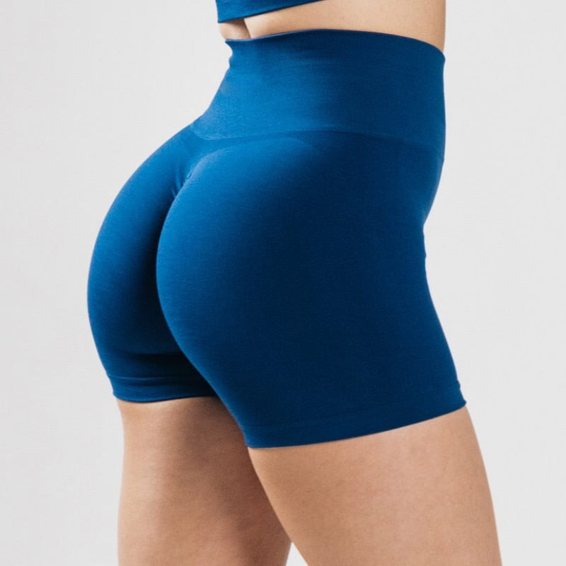 Women Amplify Seamless, High Waisted, Scrunch Booty Workout Shorts And Crop Tops.