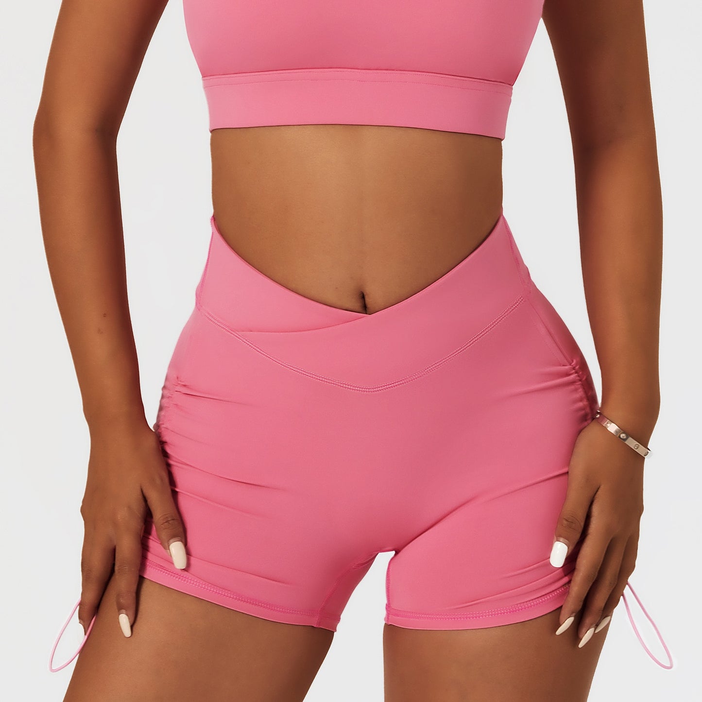 Amplify Scrunch Butt Lifting Shorts With V-Cross Waistband And Drawstring.