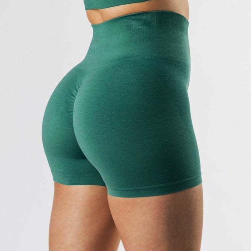 Women Amplify Seamless, High Waisted, Scrunch Booty Workout Shorts And Crop Tops.