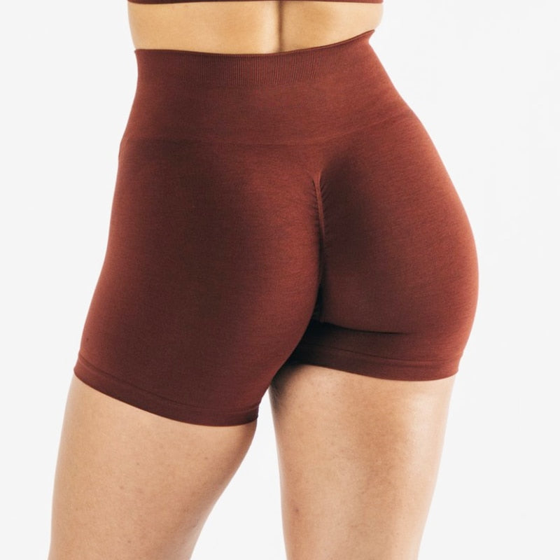 Women Amplify Seamless, High Waisted, Scrunch Booty Workout Shorts And Crop Tops.