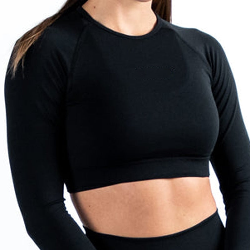 Women Amplify Scrunch Butt, Push Up Booty Legging And Long Sleeve Crop Top.