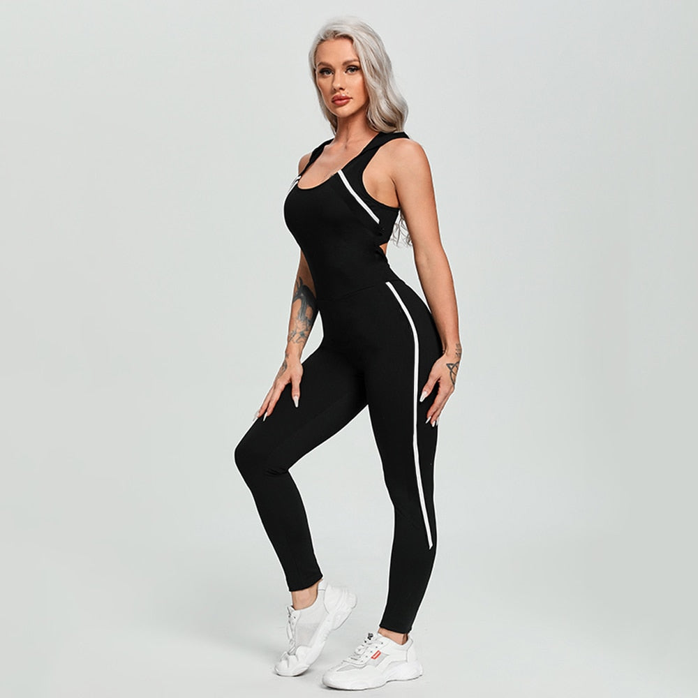 Hooded Jumpsuit That Is Backless And Perfect For Yoga, Sports, And Gym.