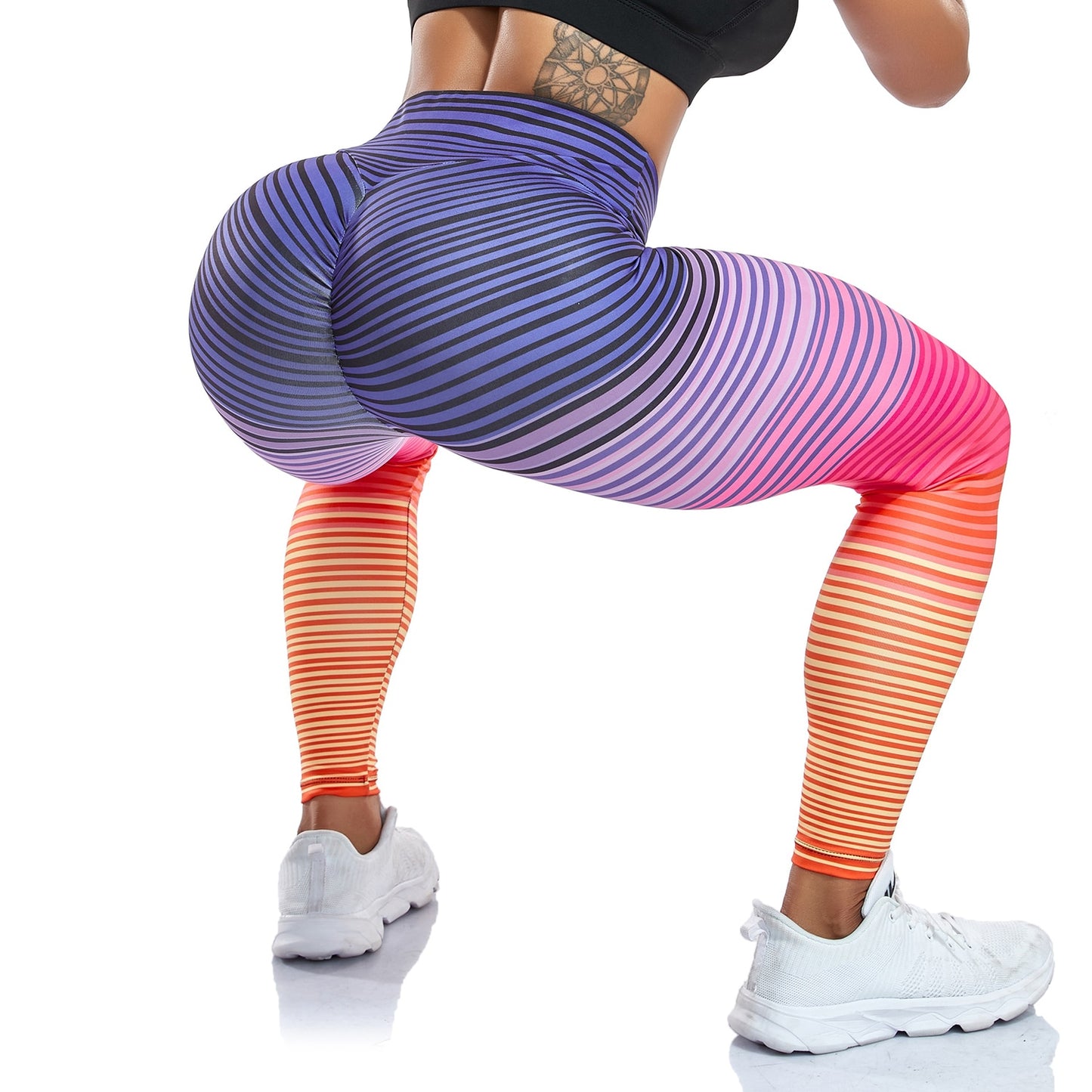 High Waist Multicolor Leggings For Workout.