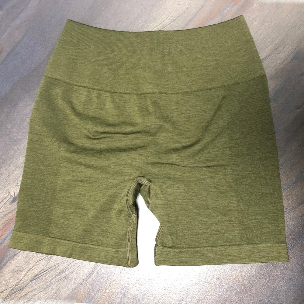 Women Amplify Seamless, High Waisted, Scrunch Booty Workout Shorts And Crop Tops.