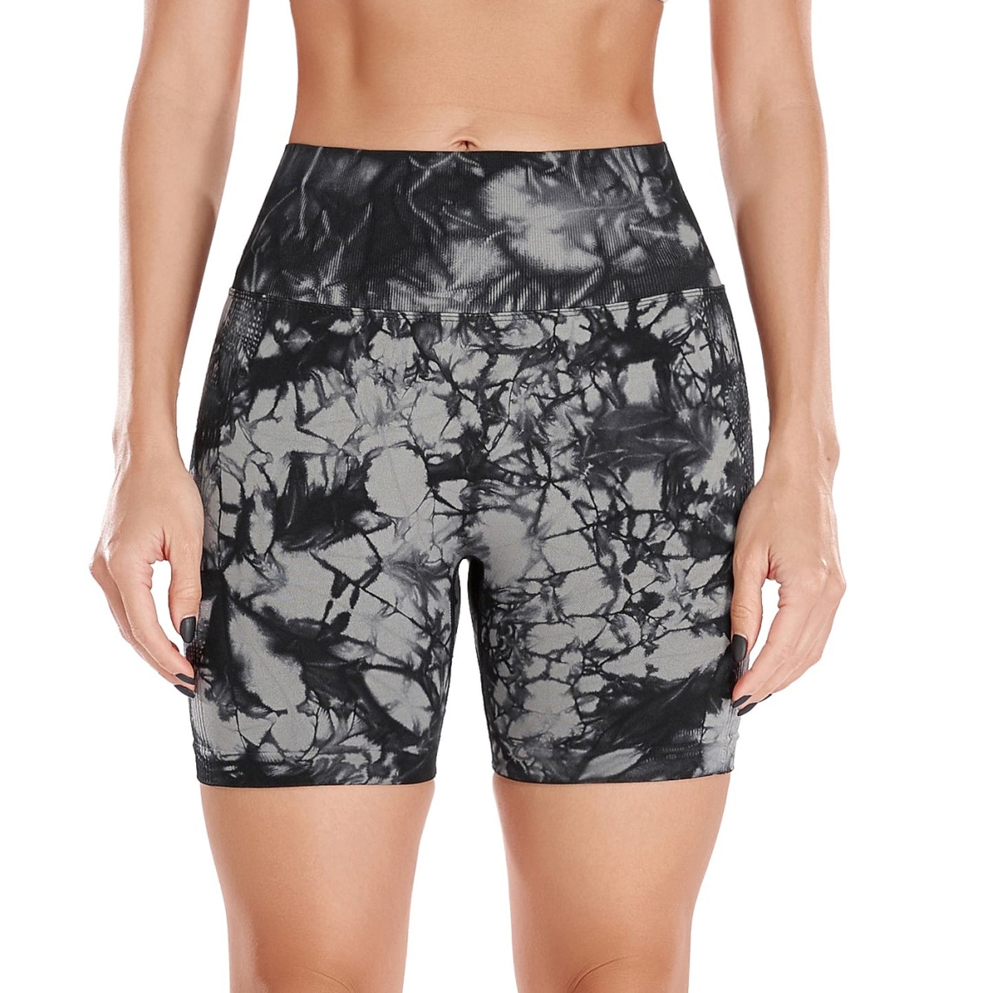 High Waist Seamless Shorts With Elastic Waist.