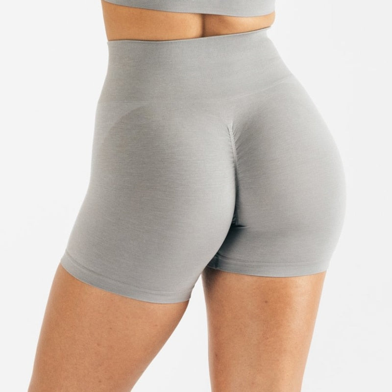 Women Amplify Seamless, High Waisted, Scrunch Booty Workout Shorts And Crop Tops.