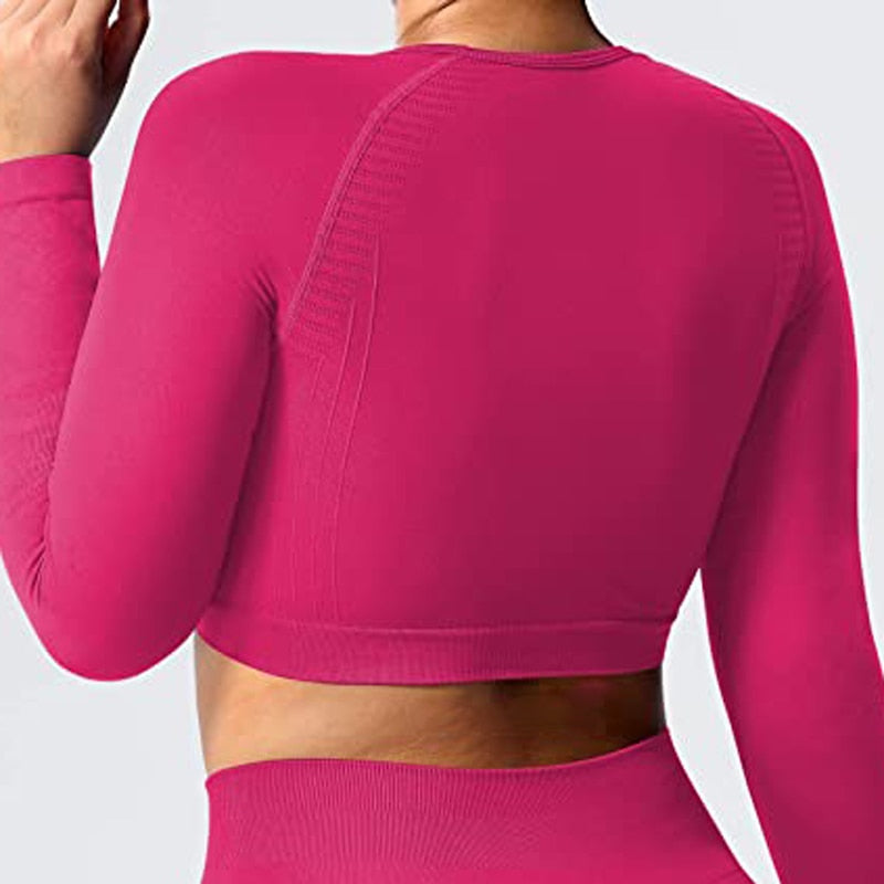 Women Amplify Scrunch Butt, Push Up Booty Legging And Long Sleeve Crop Top.