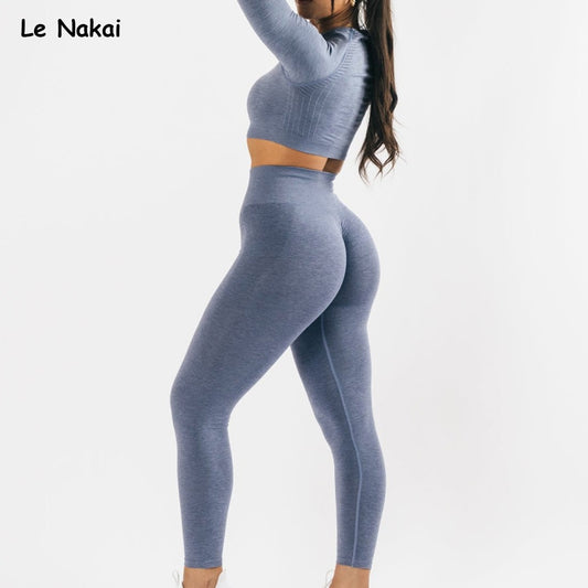 Women Amplify Scrunch Butt, Push Up Booty Legging And Long Sleeve Crop Top.